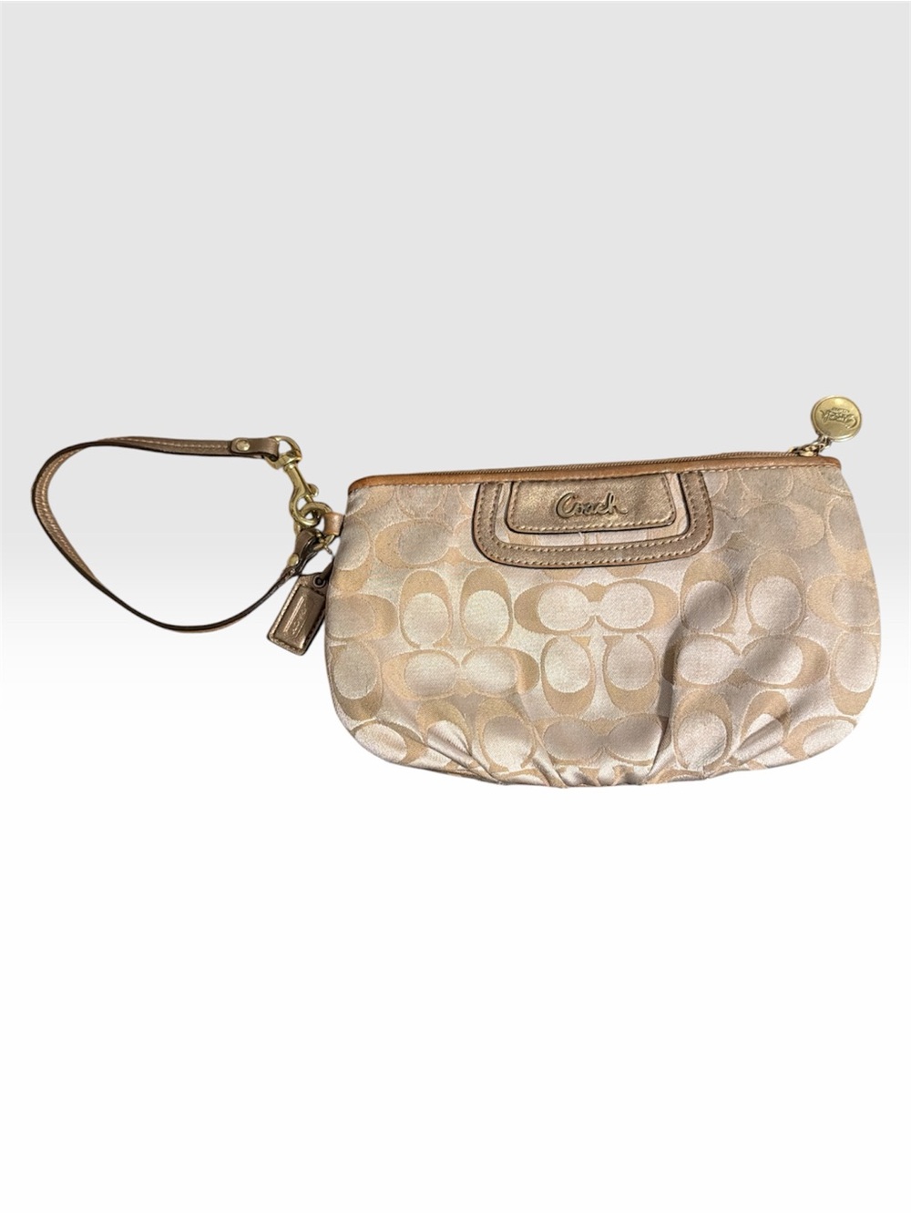 Coach Metallic Gold Signature Wristlet Clutch